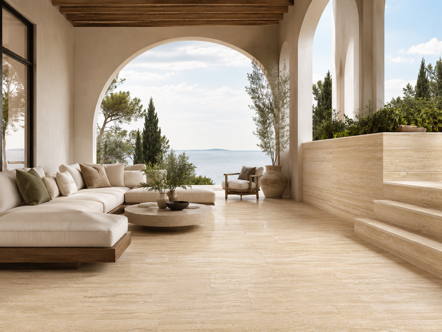 Classic Light Beige Travertine – Vein Cut natural travertine slab