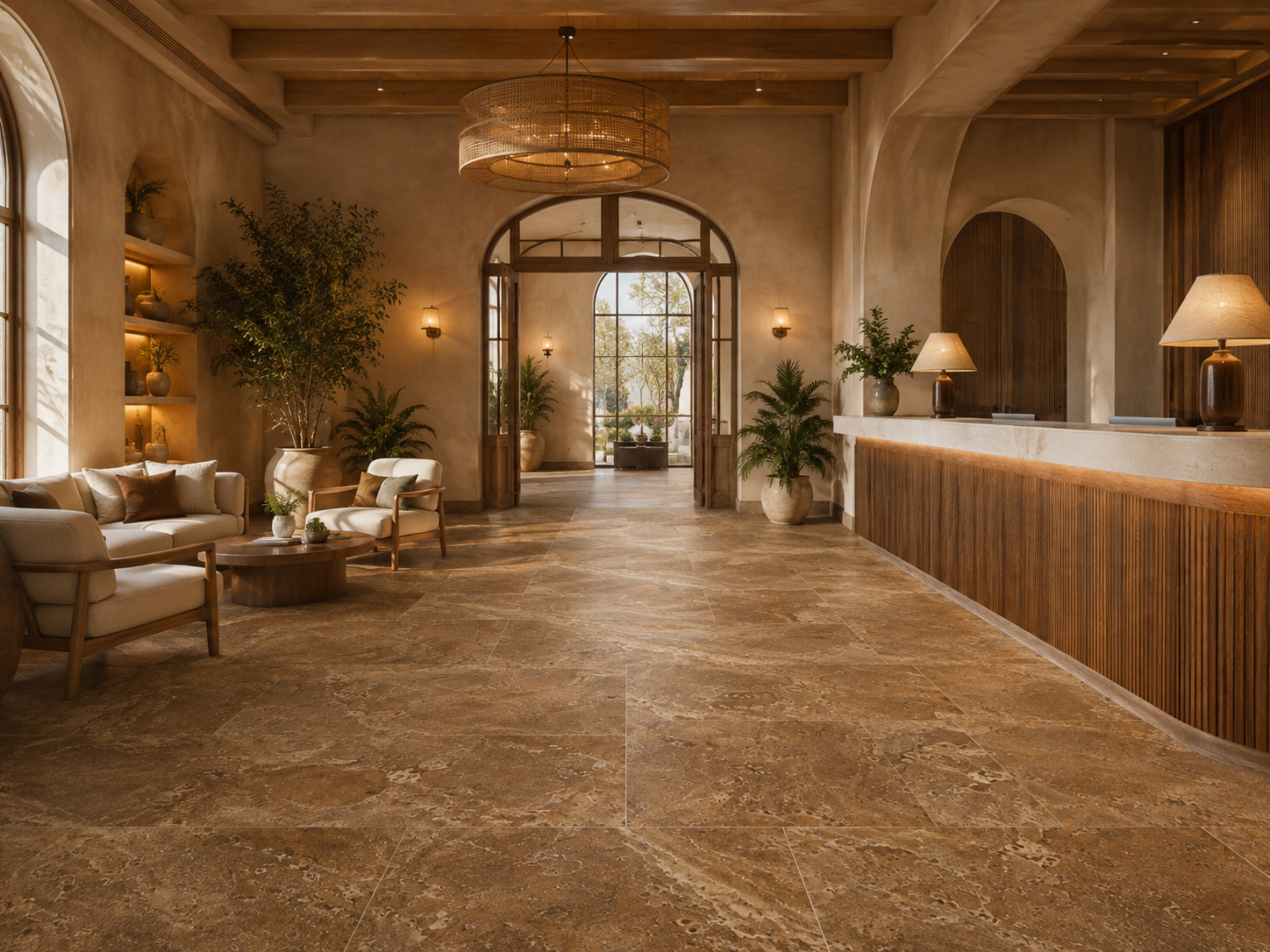 Noche Travertine – Cross Cut · Walnut Brown recommended for interior flooring