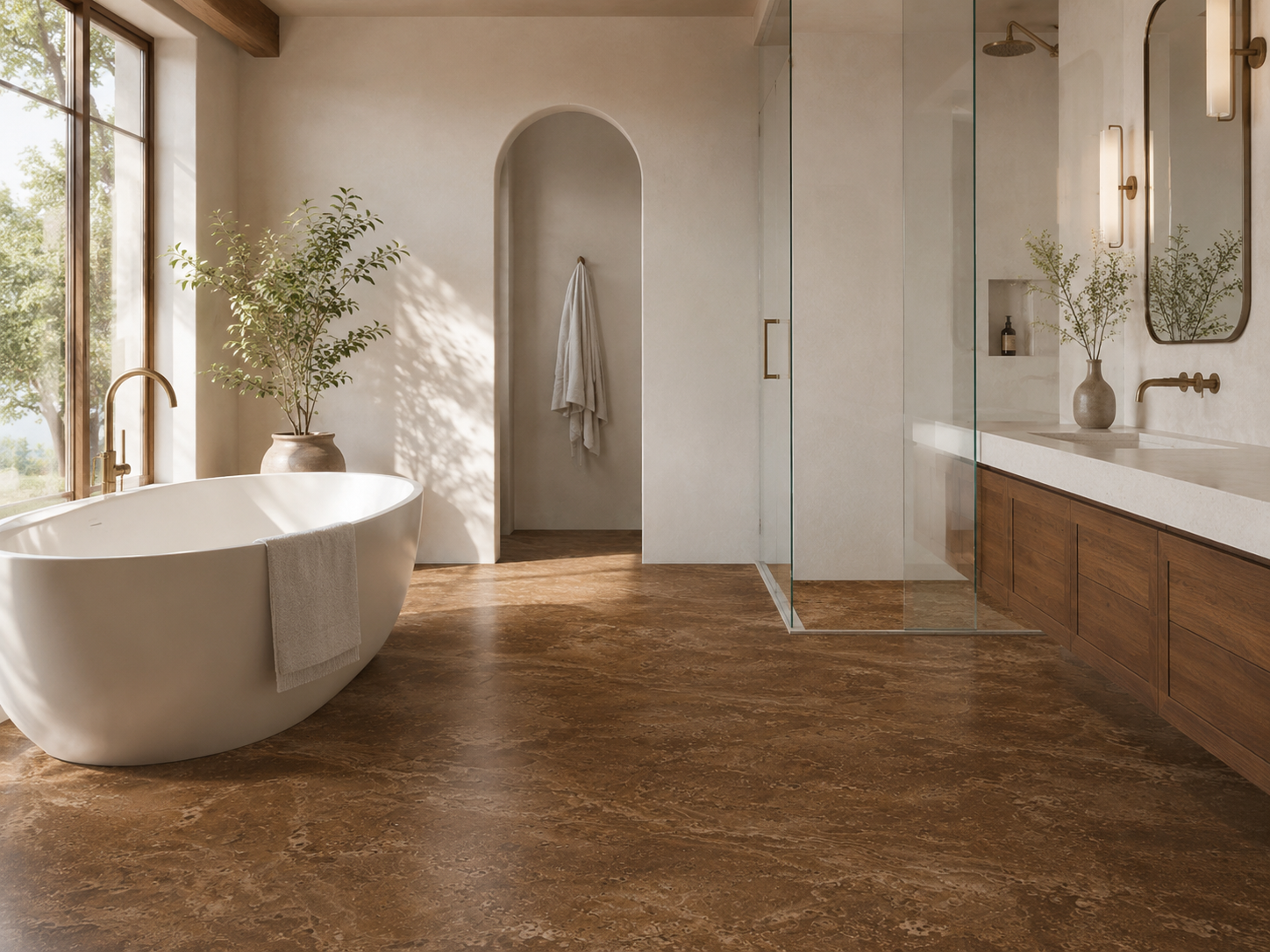 Noche Travertine – Cross Cut · Walnut Brown recommended for spa & bathrooms
