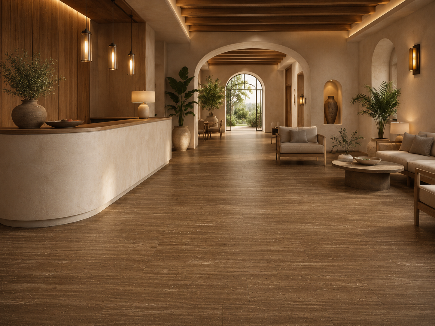 Noche Travertine – Vein Cut · Walnut Brown recommended for interior flooring
