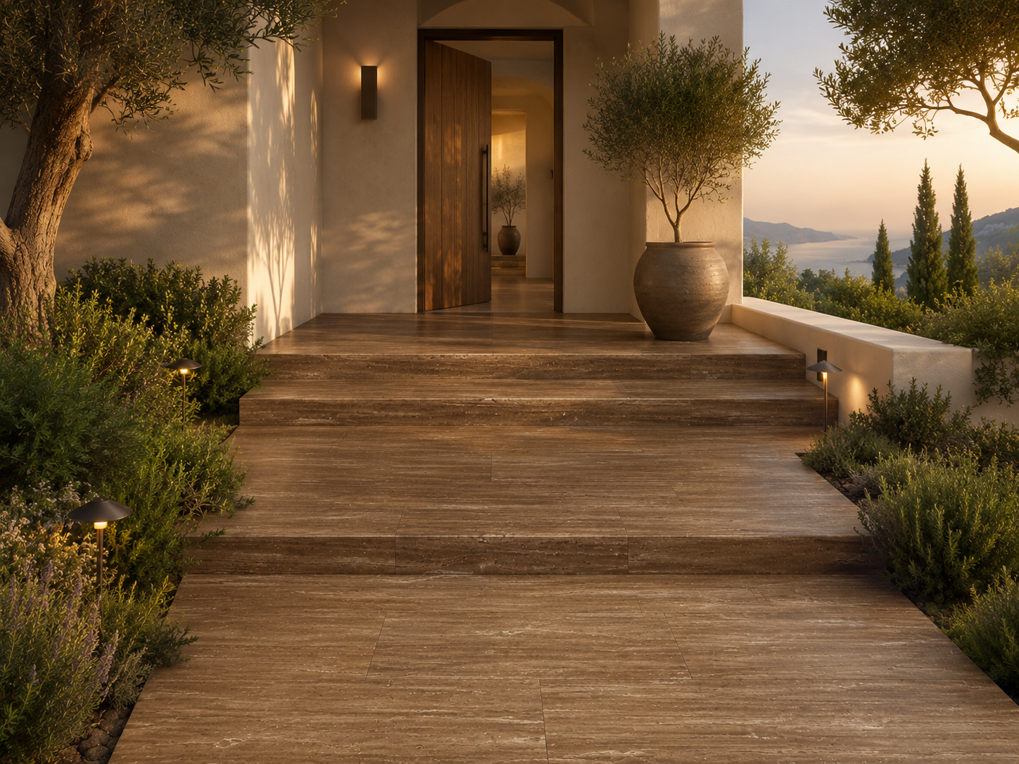 Noche Travertine – Vein Cut · Walnut Brown recommended for hospitality