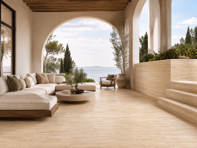 Classic Light Beige Travertine – Vein Cut natural travertine slab