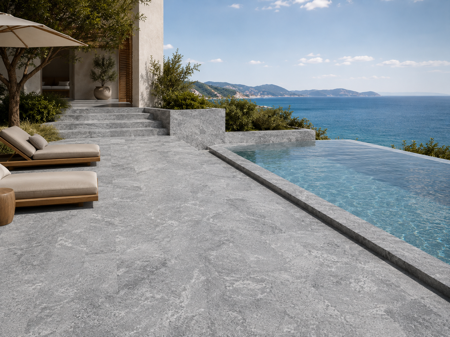 Silver Travertine – Cross Cut recommended for terraces & entries
