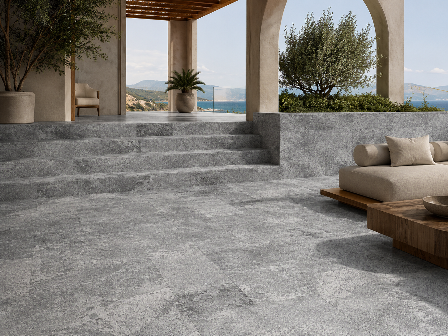 Silver Travertine – Cross Cut natural travertine slab