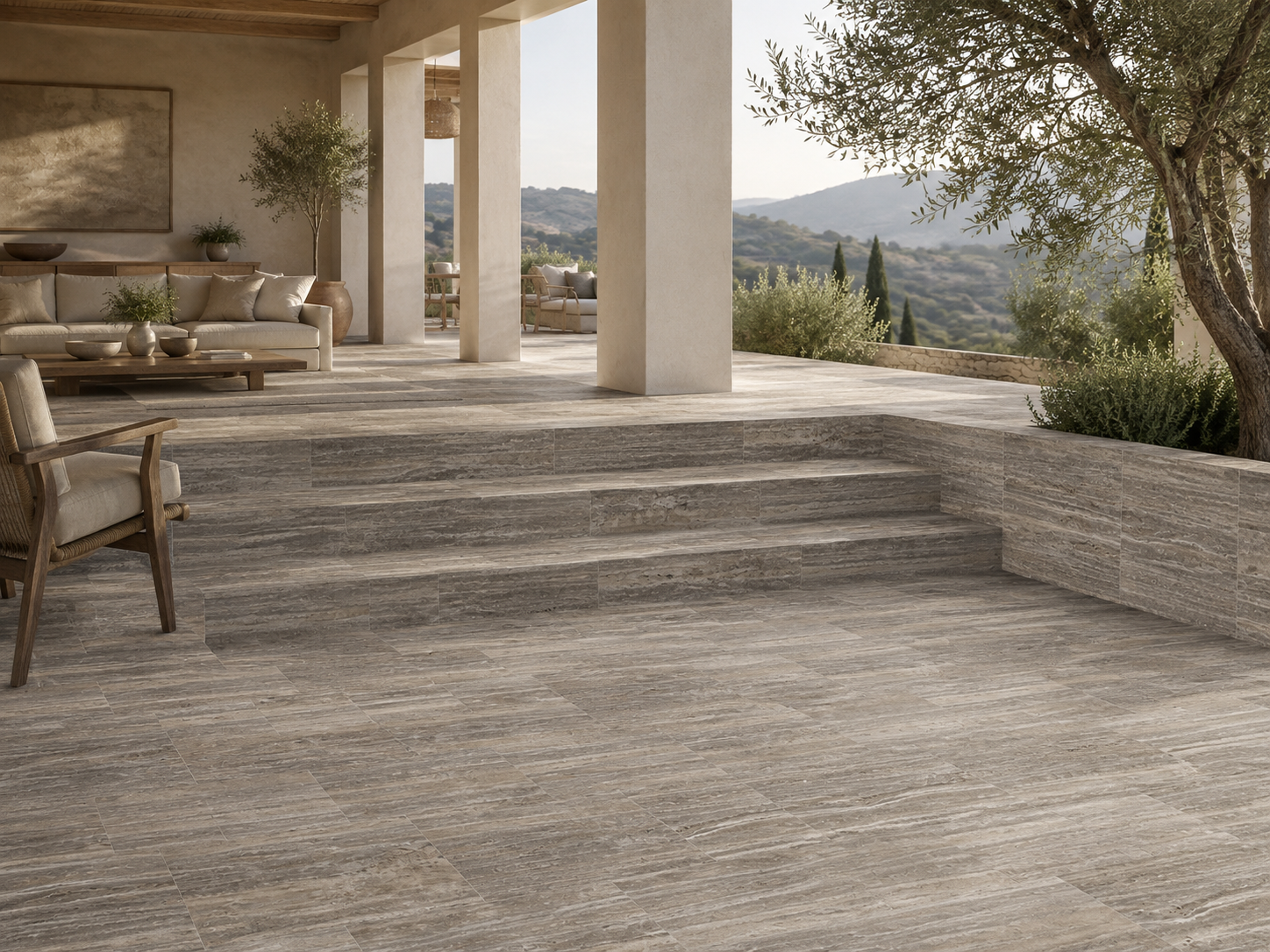 Silver Travertine – Vein Cut natural travertine slab
