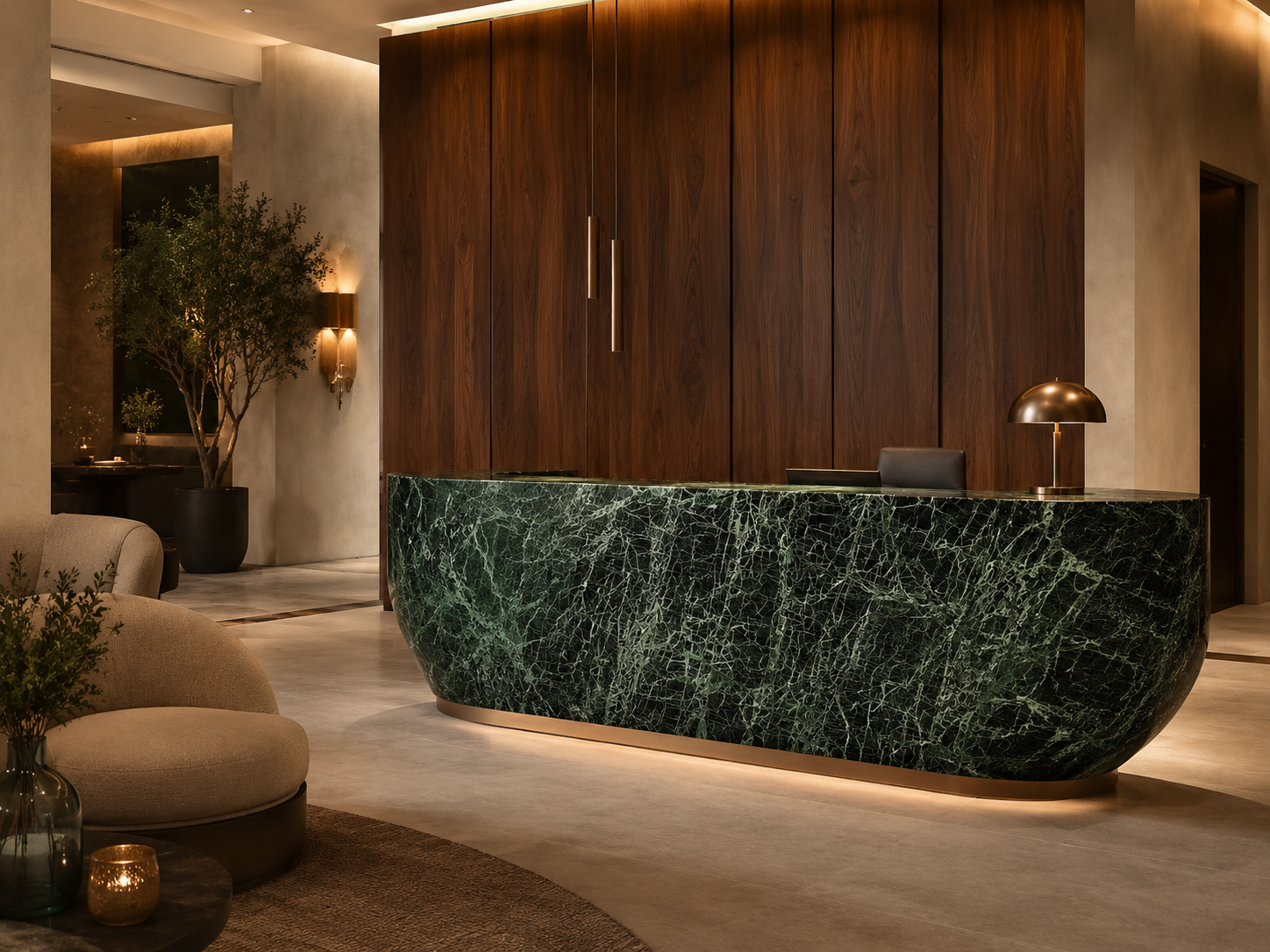 Teos Green natural marble slab